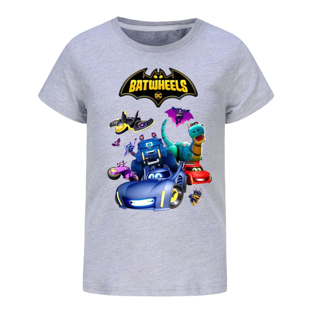 Engraçado batwheels manga curta crianças roupas camisetas verão crianças topos dos desenhos animados camisetas casuais de algodão meninos meninas clothes3057