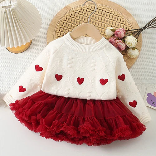 2025 novo outono 0-5yrs bebê meninas conjunto de roupas manga comprida malha cardigan casaco + saia curta crianças roupas de malha terno