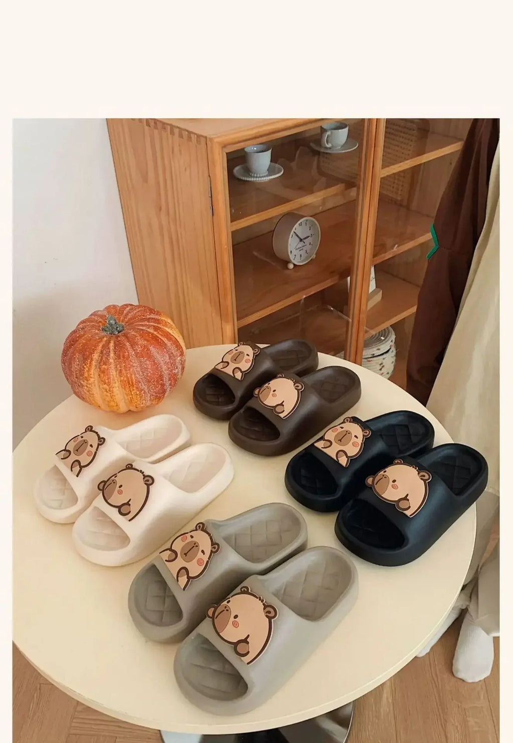Capivara flip flops feminino chinelo kapibara bonito nuvem sandálias verão praia slides casa quarto sapatos kawai plana feminino eva