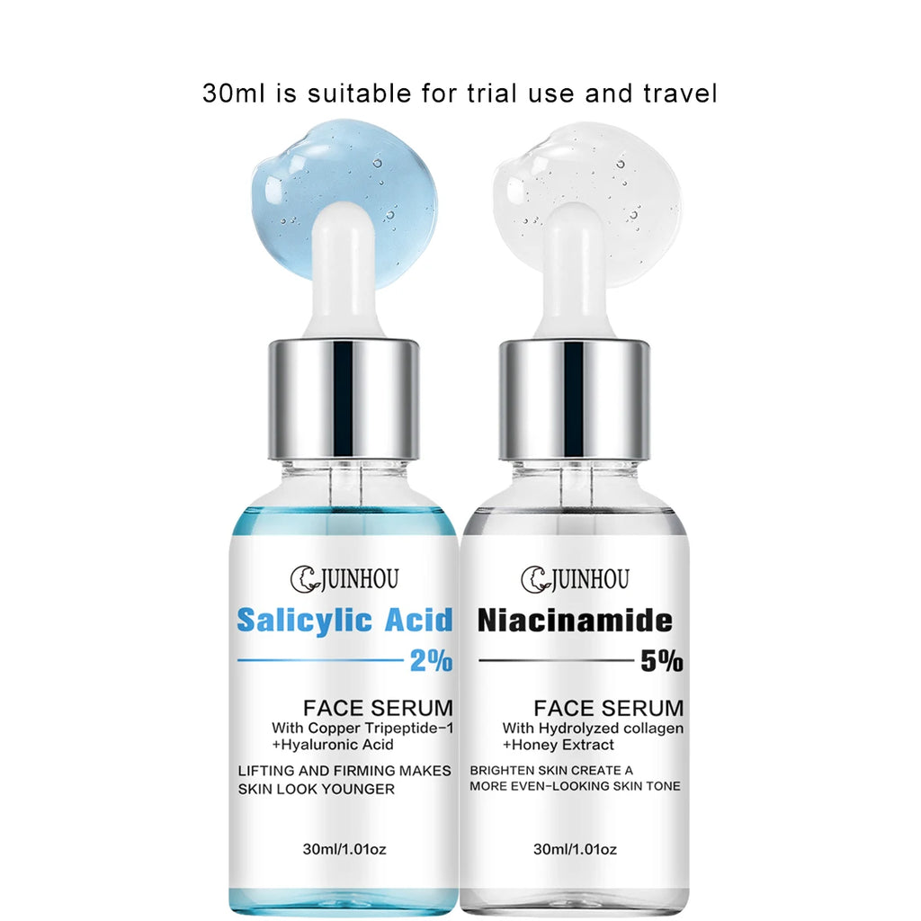 Conjunto de Sérum com Ácido Salicílico e Niacinamida JUINHOU2-PCS para Iluminar a Pele, Contém 5% de Nicotinamida e 2% de Ácido Salicílico, Adequado para Todos
