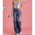 Calça solta casual Y2K avançada feminina, Streetwear emendado colorblock, calça de perna reta, streetwear hip-hop, calça jeans