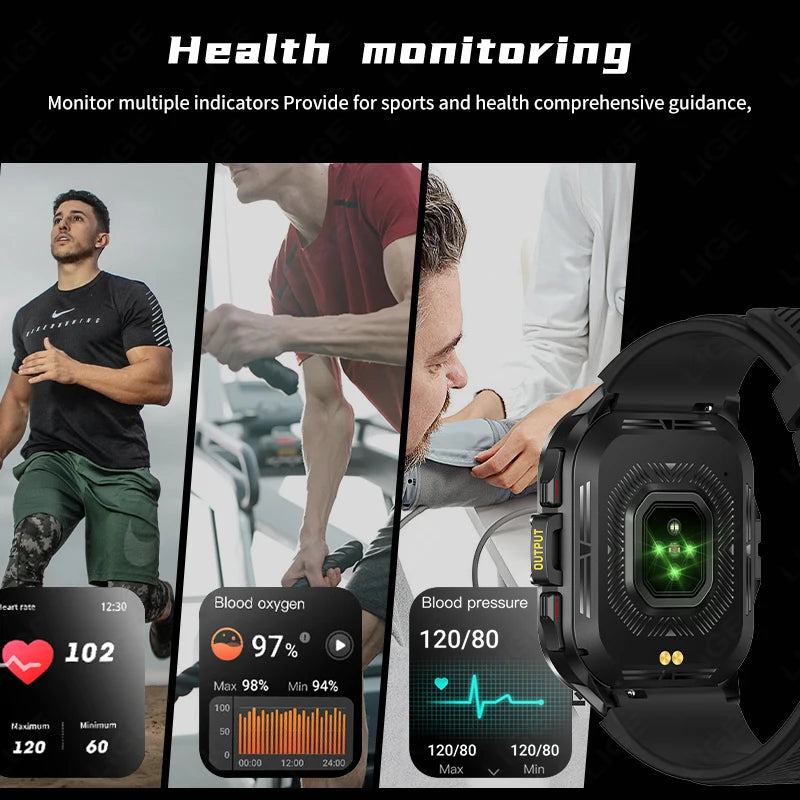 Lige 2025 relógio inteligente masculino esportes ao ar livre monitoramento de freqüência cardíaca ip68 à prova dip68 água relógios bluetooth chamada smartwatch para android ios