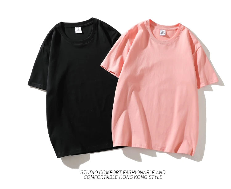 Novo verão masculino t camisa moda sólida básico solto hip hop manga curta camisetas para homens feminino casual algodão streetwear topo t