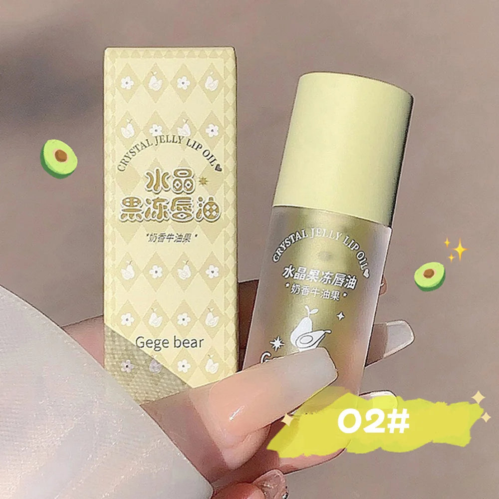 Óleo Labial Gege Bear Crystal Jelly Fruit com Pêssego, Uva e Abacate, Hidratante, Nutritivo e Clareador de Linhas Labiais