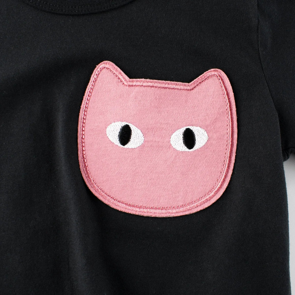 Desenhos animados, Roupas de Meninas, Crianças, Roupas de Verão, 2 Anos, 3 Anos, 4 Anos, 5 Anos, 6 Anos, 7 Anos, Camiseta de Manga Curta, 100% Algodão, Gato Bonito, 8 Anos