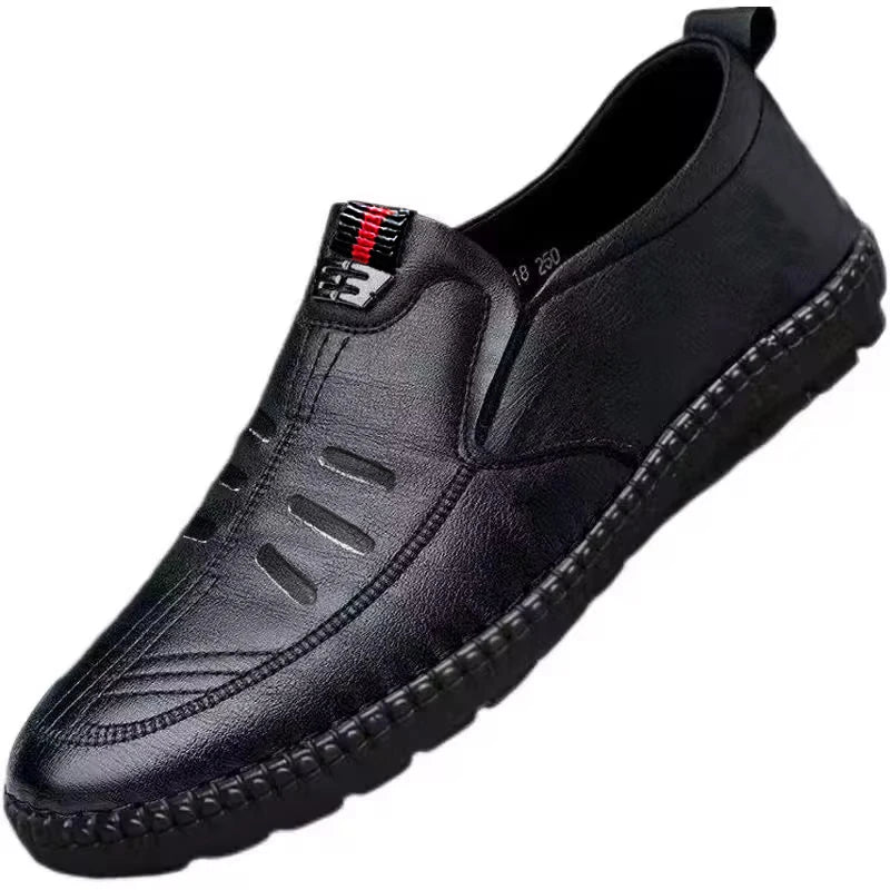 Homens mocassins de couro do plutônio antiderrapante andando apartamentos respirável ao ar livre deslizamento em sapatos casuais para trabalho masculino escritório condução sneakers2