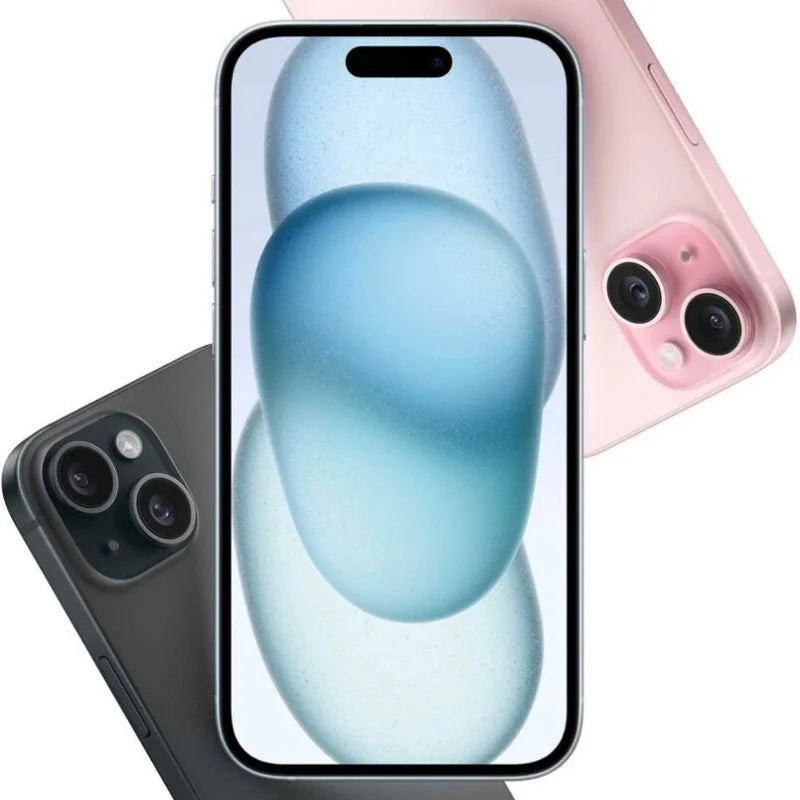 Telefone original iphone 15 dual esim 6.1 "genuíno super retina xdr oled 128/256gb rom 6gb ram id facial nfc a16 5g telefone celular