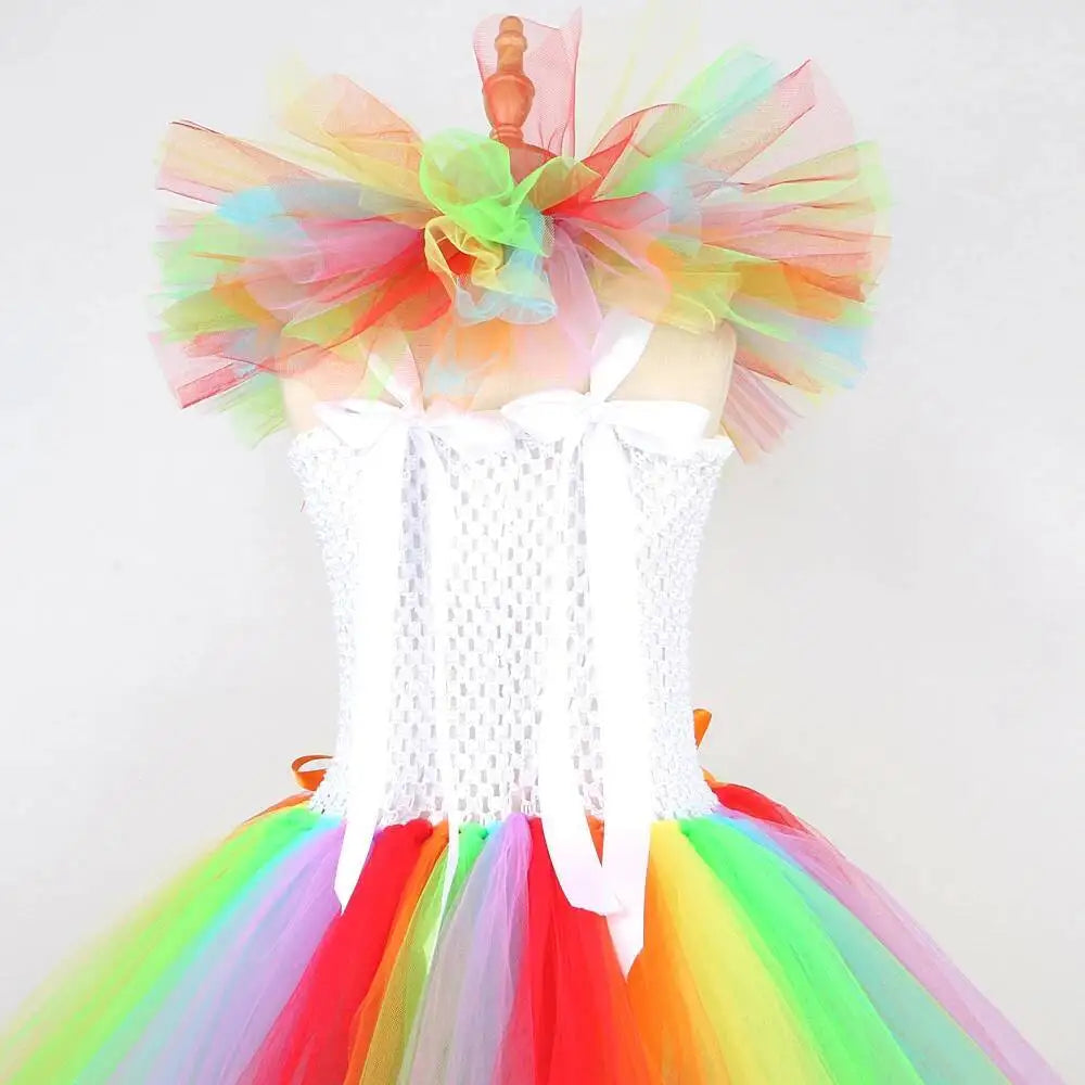 Arco-íris pennywise palhaço trajes para meninas palhaço de circo halloween tutu vestido para crianças coringa roupa crianças roupas de ano novo