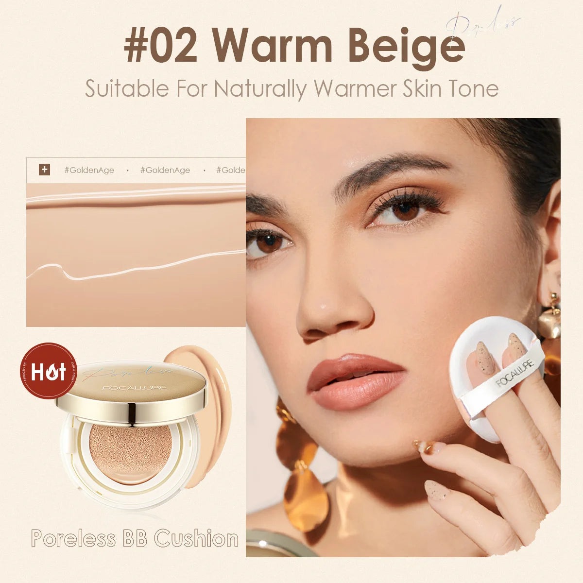 Focusallure fundação almofada de ar à prova dwaterproof água base fosca poros alta cobertura creme facial nutritivo suave fundação maquiagem