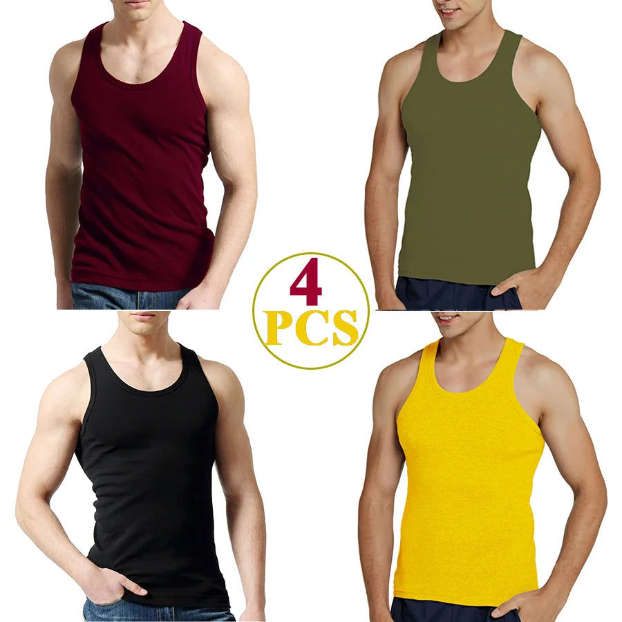 Regatas masculinas 100% algodão sólido colete masculino respirável sem mangas topos fino casual ginásio correndo confortável camiseta presente dos homens