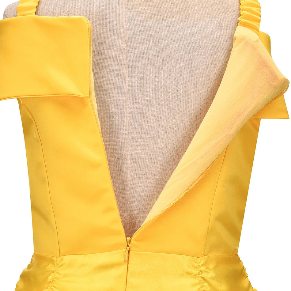 Belle traje menina princesa vestido amarelo halloween bela e a fera trajes meninas festa de aniversário crianças roupas vestido