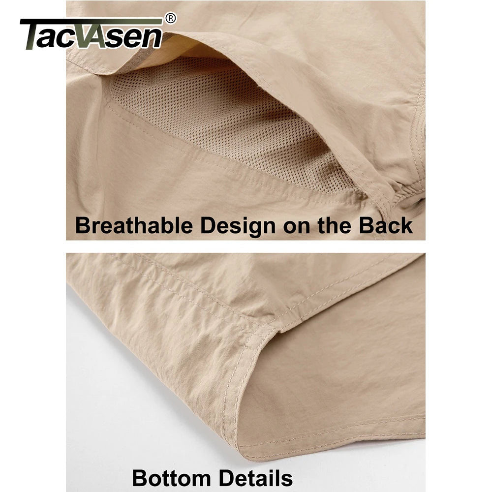 TACVASEN-Camisas leves de manga comprida para homens, camisa de secagem rápida para caminhadas, camisas de nylon para trabalho ao ar livre, carga para o verão