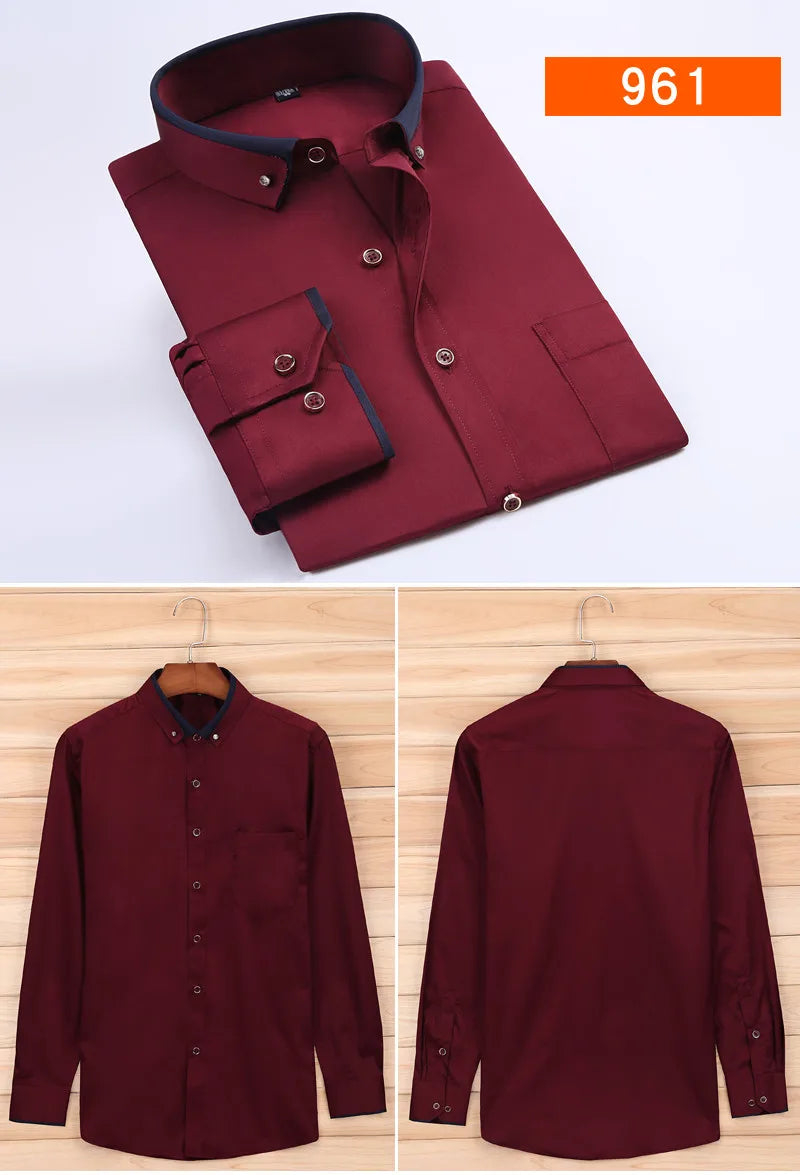 Nova chegada primavera comercial fácil cuidado camisa masculina oversize manga longa moda formal de alta qualidade plus size M-7XL8XL9XL