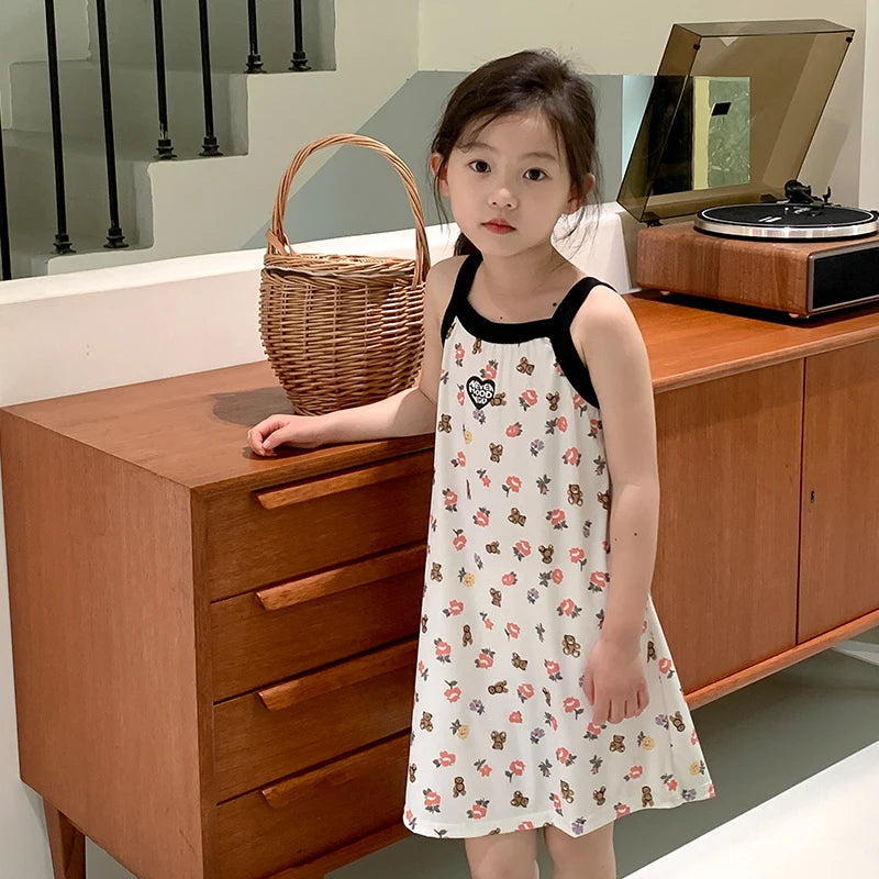 Verão menina camisola crianças vestidos de pijama pijamas para meninas criança noite vestido crianças pijamas 2 a 4 6 8 10 11 12 13 14 anos