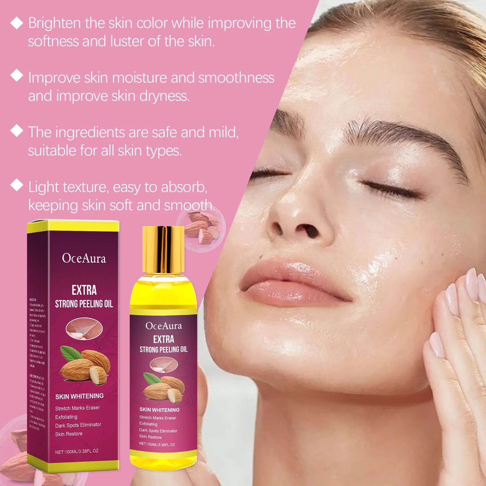 Óleo esfoliante corporal, limpeza e nutritivo para cuidados com a pele seca, tratamento de polimento para pele brilhante