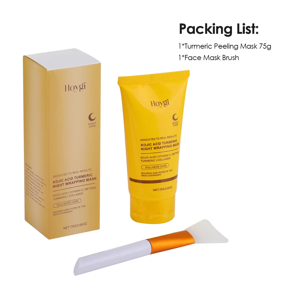 75g ácido kójico cúrcuma envoltório noturno peel off máscara nutre colágeno hidrolizado brilhante firmeza da pele cuidados com a pele