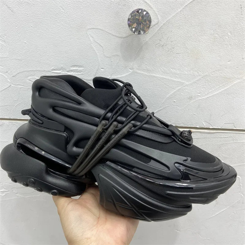 2025 mulheres tênis de plataforma fundo grosso rendas sapatos dedo do pé apontado confortável antiderrapante ao ar livre sapatos de marca para homem