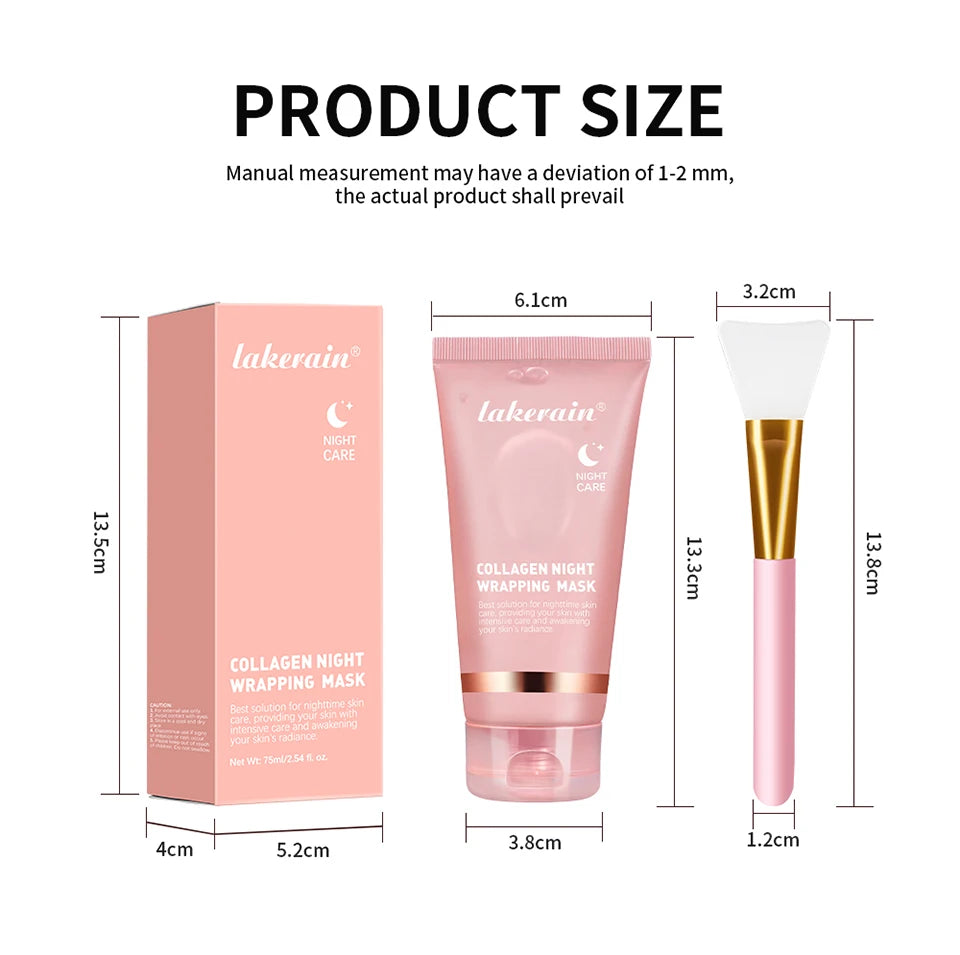 Máscara Facial Noturna de Colágeno Peel Off Hidratante, Reduz Linhas Finas e Ressecamento, Hidratação e Iluminação, Cuidados com a Pele Coreana