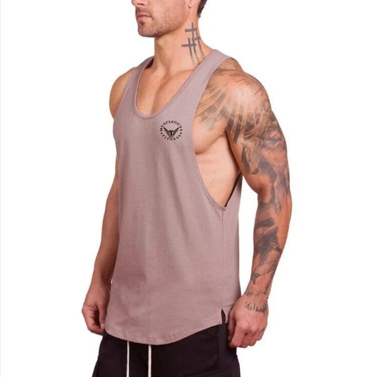 Marca roupas de ginástica algodão singlets canotte musculação stringer tanque superior dos homens camisa de fitness muscular caras sem mangas colete tanktop
