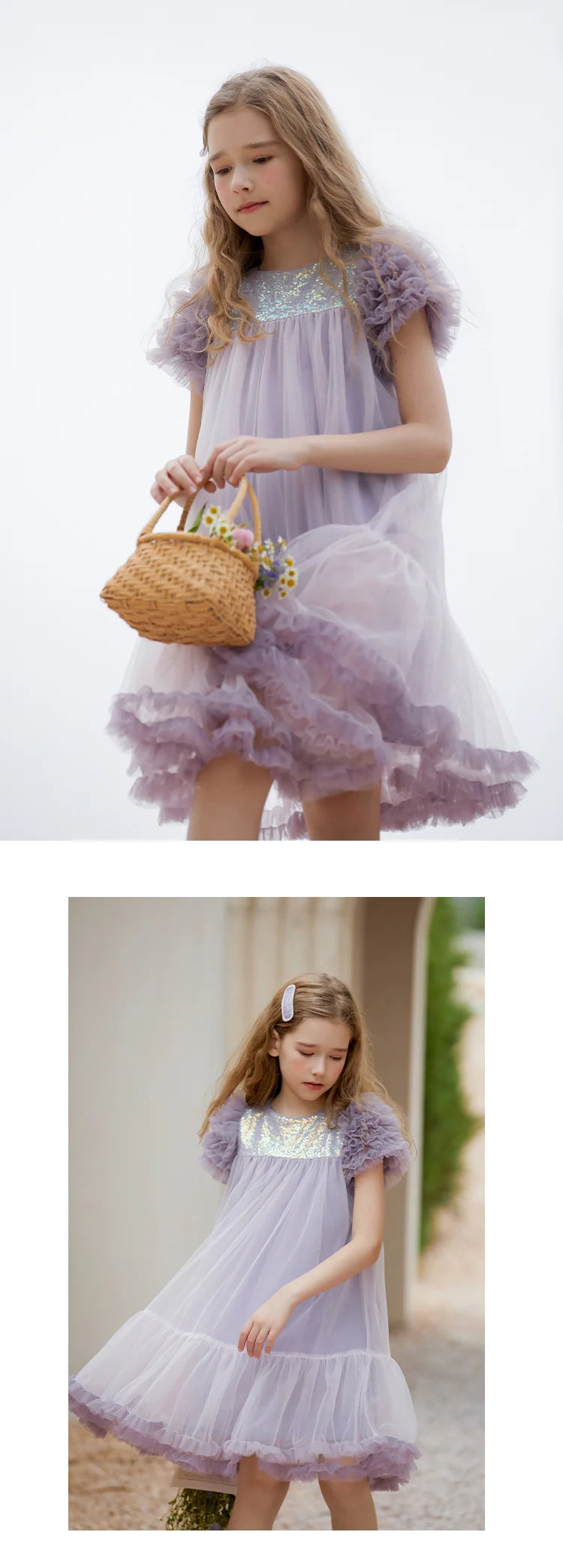 Baby Girls' Gaze Sequins Vestidos, Purple Princess Clothing, 3T, 12T, Kids Wear, Cute Children Party, Bridemaid Clothes, Verão, 2022