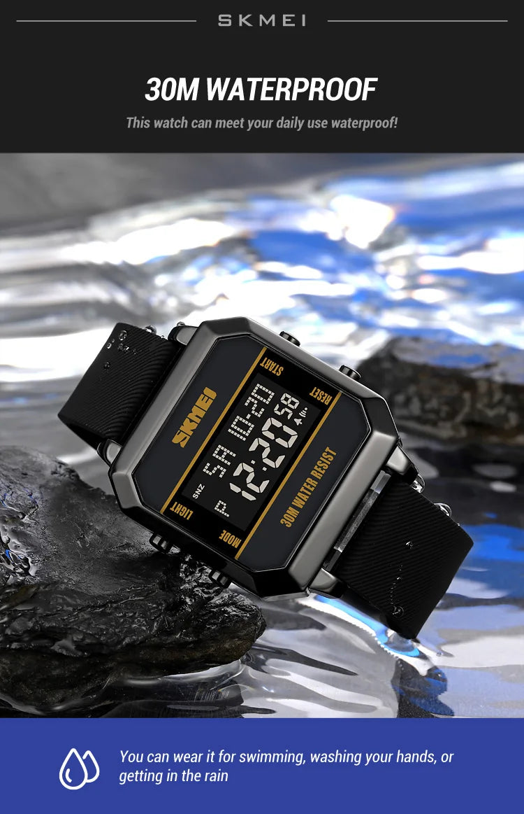 Skmei 2time led luz entusiasta jovem à prova dwaterproof água digital esporte relógios masculino data alarme nova moda relógio de pulso reloj hombre