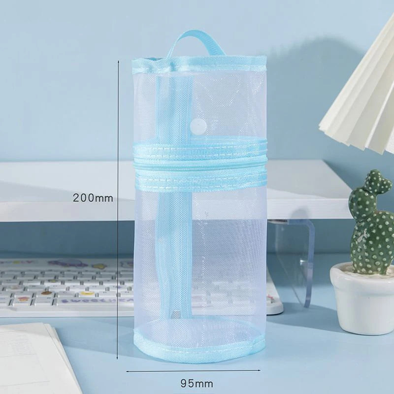 {Summer2} 【Summer2】Bolsa de armazenamento para pincéis de maquiagem, de malha, de dupla utilização, portátil, simples, de grande capacidade, suporte para pincéis