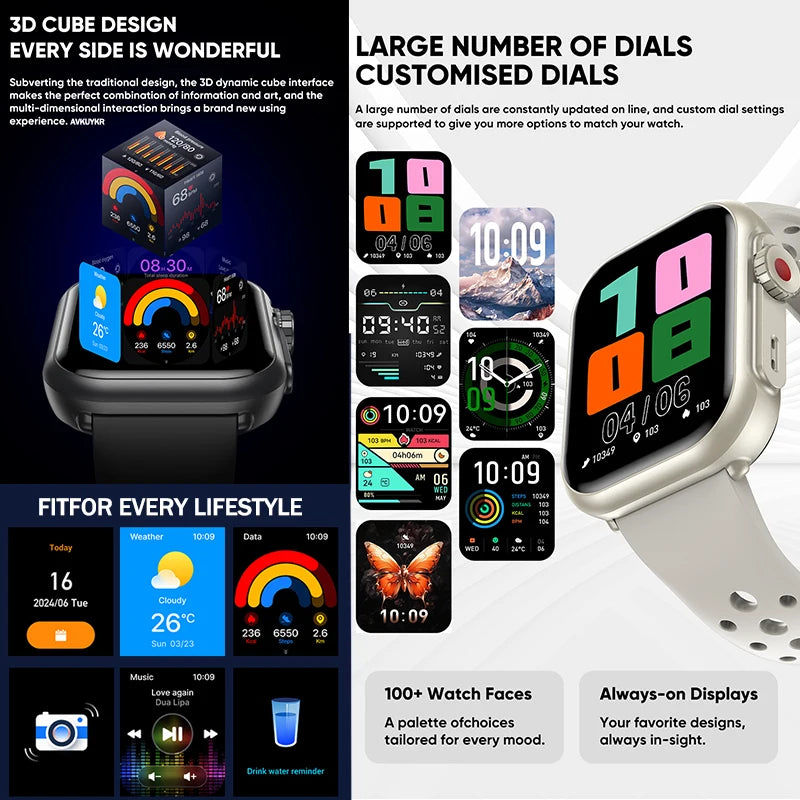 2025new para xiaomi ios relógio ultra2 relógios inteligentes feminino 1000mah 1.85 "amoled tela de toque completa bt chamada senhoras moda smartwatch