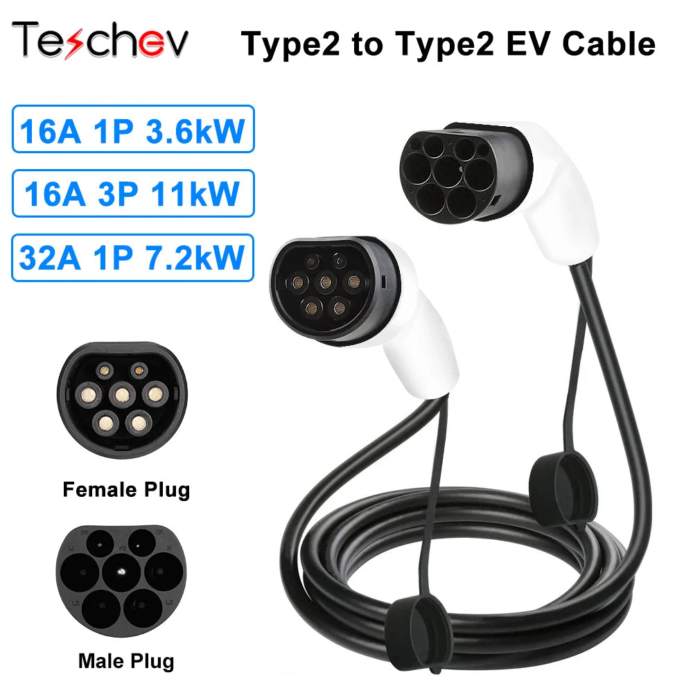16a/32a 11kw tipo para type2 ev cabo de carregamento iec 62196-2 carregador para veículos elétricos carro phev na estação pública