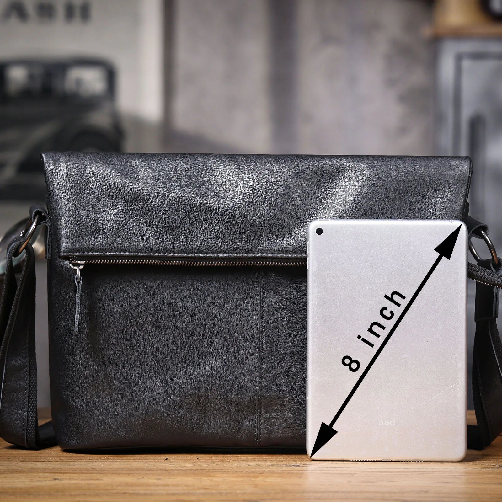 Bolsa de Ombro Masculina em Couro Genuíno, Bolsa Transversal para Laptop, Couro Bovino de Camada Superior, Couro Vegetal, Moda Casual