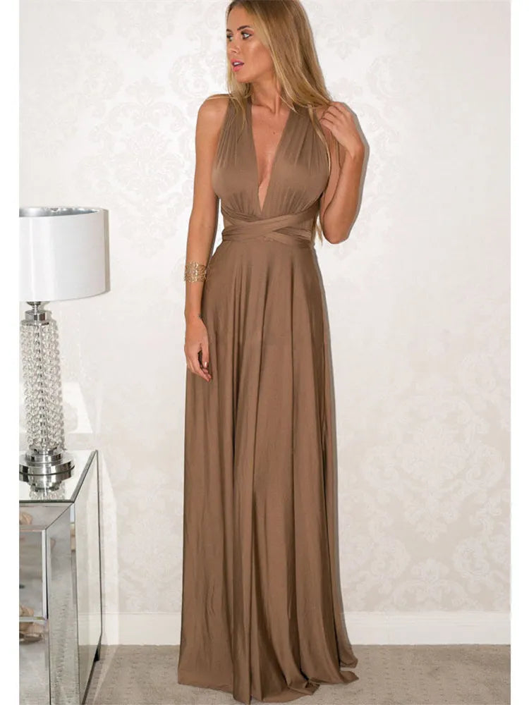 Vestido Maxi Club Boho para mulheres, bandagem vermelha, vestido de festa longo, madrinhas multiway, robe infinito conversível, sexy