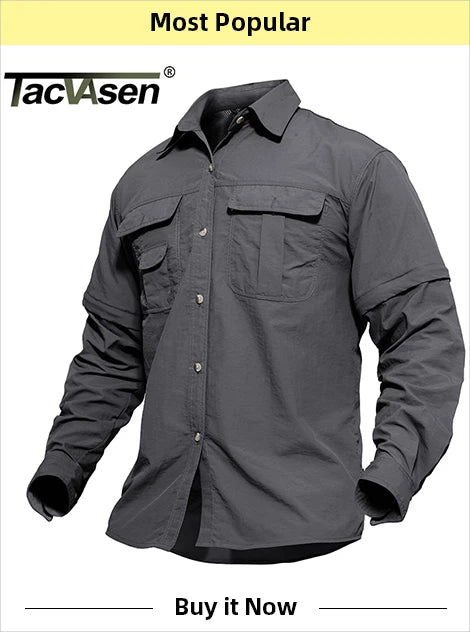 Tacvasen-camiseta de manga curta com bolsos com zíper para homens, roupas de estilo safári, cor sólida, para caminhadas e trabalho, para o verão