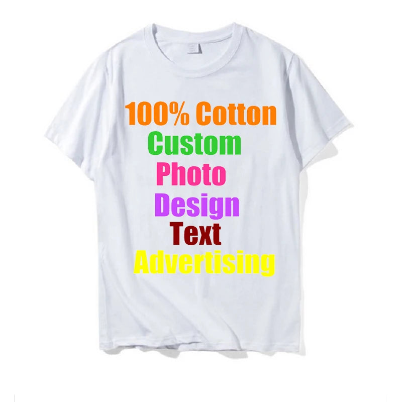 2025 unissex design personalizado impressão do logotipo personalizado harajuku cor sólida texto fotos roupas anúncios camiseta de algodão puro