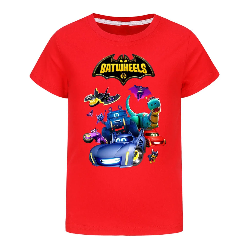 Engraçado batwheels manga curta crianças roupas camisetas verão crianças topos dos desenhos animados camisetas casuais de algodão meninos meninas clothes3057