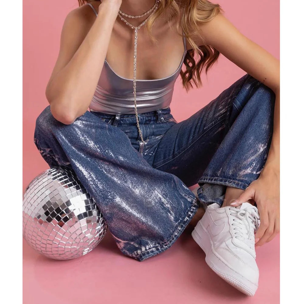 Calça solta casual Y2K avançada feminina, Streetwear emendado colorblock, calça de perna reta, streetwear hip-hop, calça jeans