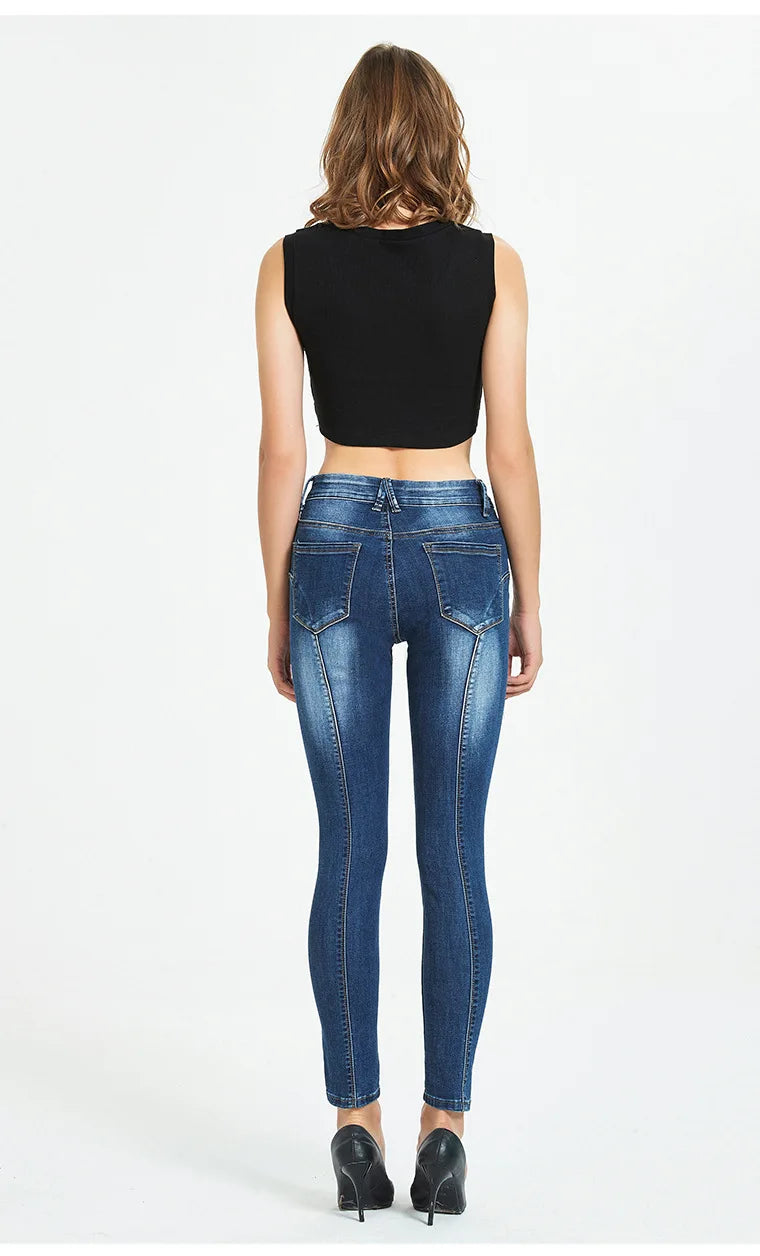 Calças Jeans Femininas Push Up, Calças Skinny de Denim, Moda 2026, Pantalones De Mujer, Pantalon Femme, Azul 2XL 3XL