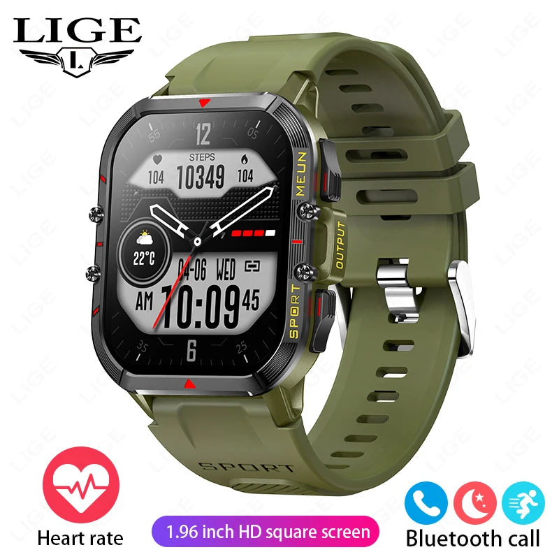 Lige 2025 relógio inteligente masculino esportes ao ar livre monitoramento de freqüência cardíaca ip68 à prova dip68 água relógios bluetooth chamada smartwatch para android ios