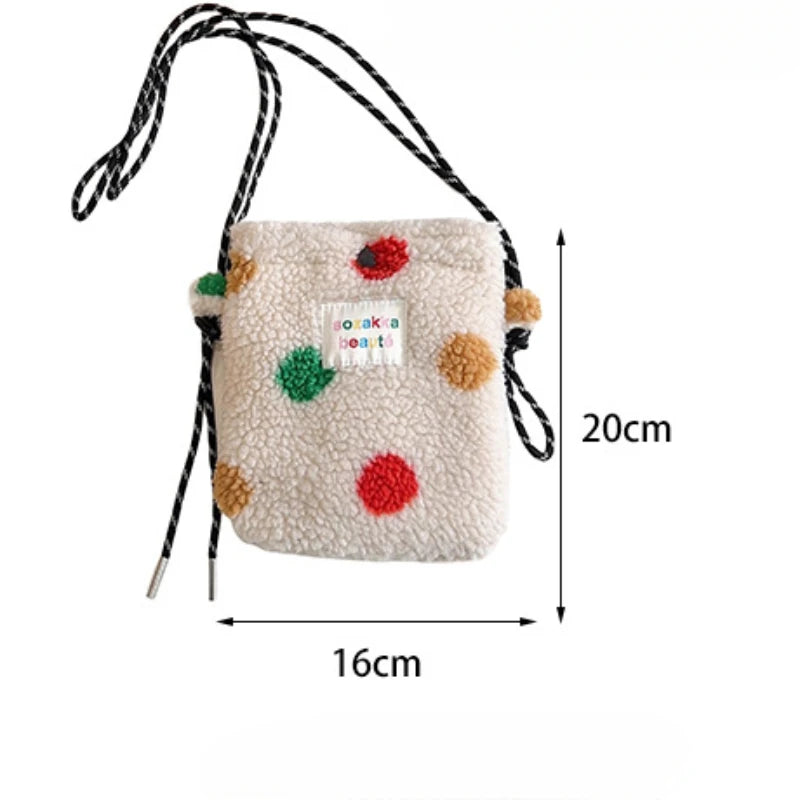 Novo ponto de pelúcia crossbody sacos para mulheres bonito rosa bolsa de ombro bolsas bolsa de telefone portátil