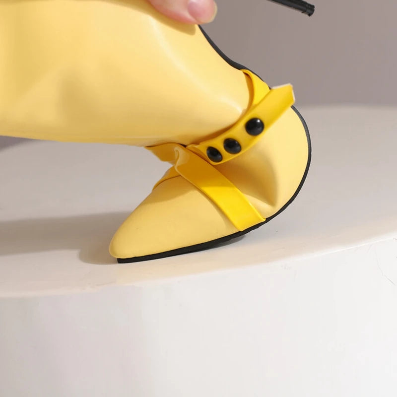 REAVE CAT-Sexy Stiletto Botas de Salto Alto, Botas de Couro, 12cm, Preto, Amarelo, Roxo, Tamanho Grande 44, 45, 46, 47, 48, US15, US16, US17