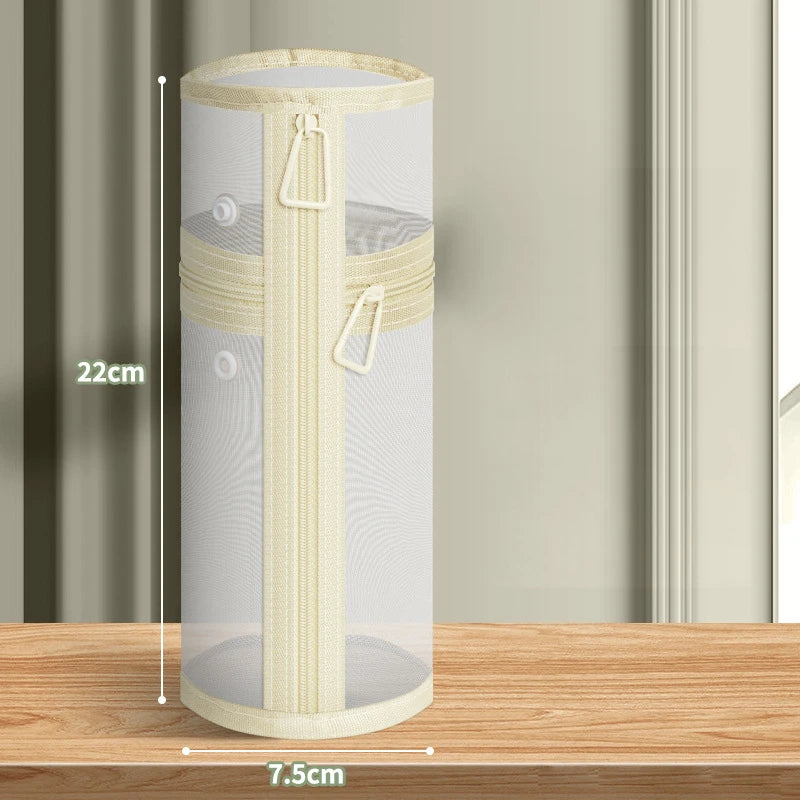 {Summer2} 【Summer2】Bolsa de armazenamento para pincéis de maquiagem, de malha, de dupla utilização, portátil, simples, de grande capacidade, suporte para pincéis