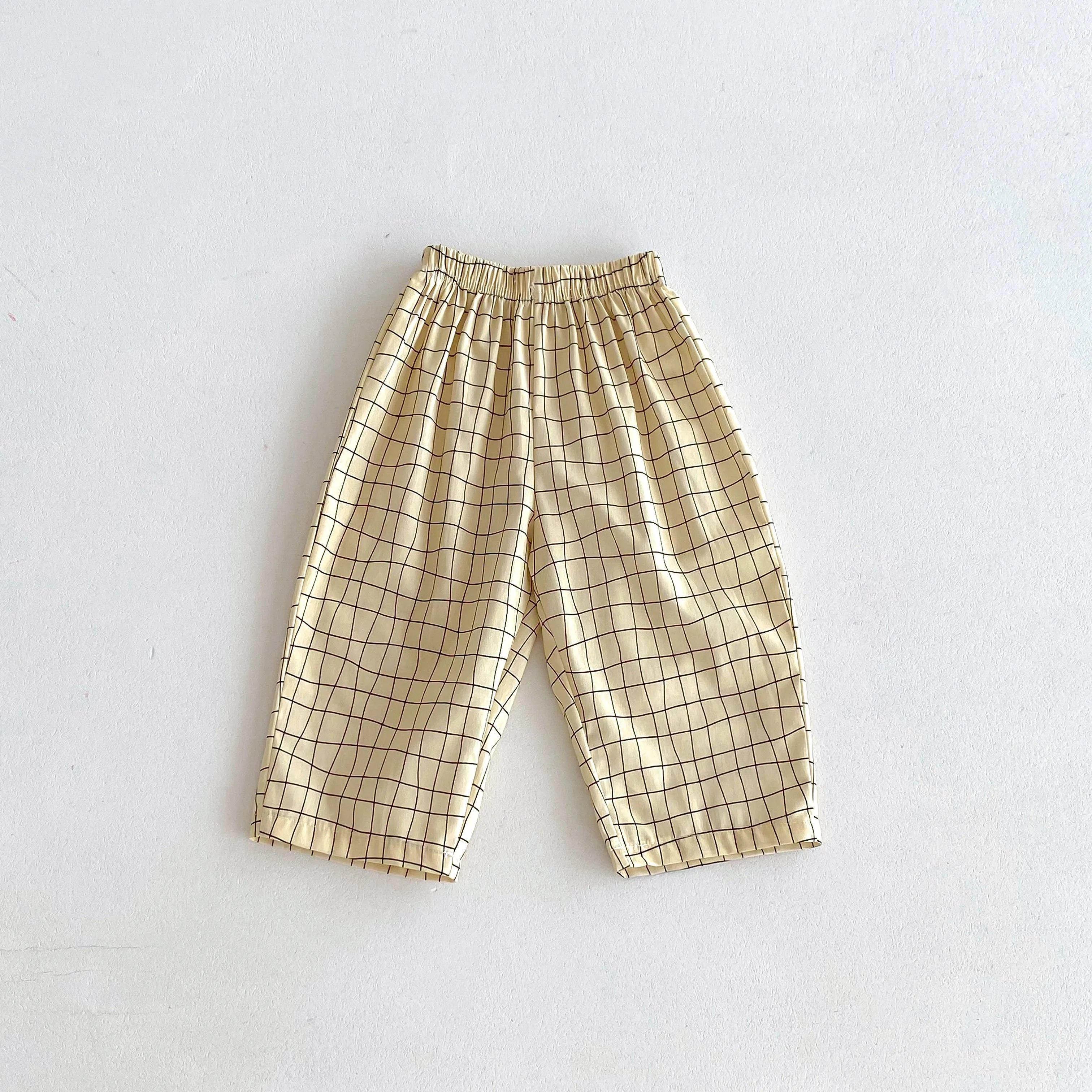 2024 novas crianças calças xadrez impresso dos desenhos animados moda bebê meninas meninos solto casual harem calças crianças roupas de verão
