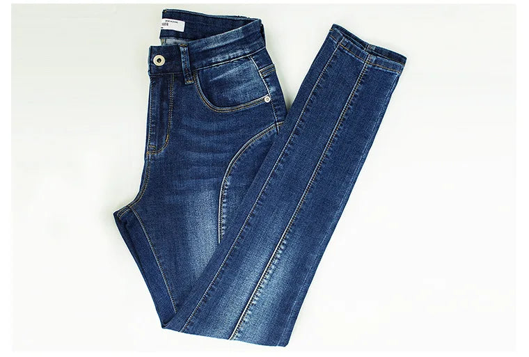Calças Jeans Femininas Push Up, Calças Skinny de Denim, Moda 2026, Pantalones De Mujer, Pantalon Femme, Azul 2XL 3XL