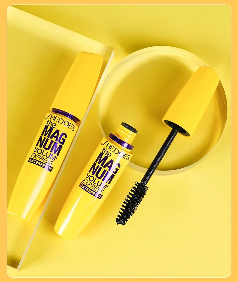 SHEDOES Rímel amarelo à prova d'água, alongamento, ondulação, volumizador, natural, de longa duração, à prova de manchas, cosméticos de maquiagem para os olhos