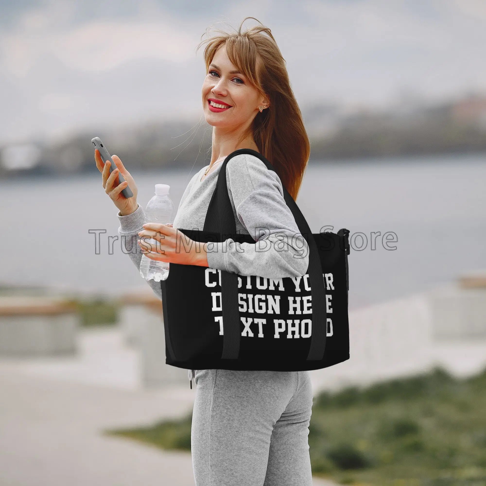 Personalize seu design texto foto impressão duffle sacos personalizado durável fim de semana durante a noite saco para mulheres homens saco de bagagem de viagem