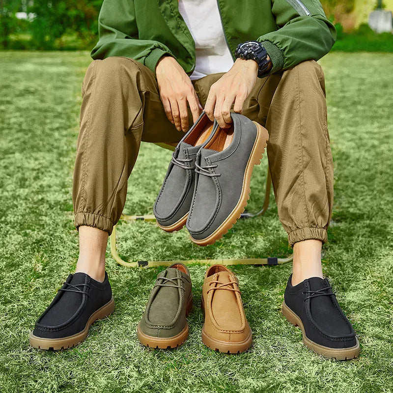 Sapatos casuais de couro mocassins clássicos masculinos rendas até derby sapatos retro workwear sapatos de alta qualidade ao ar livre sapato de caminhada de montanha