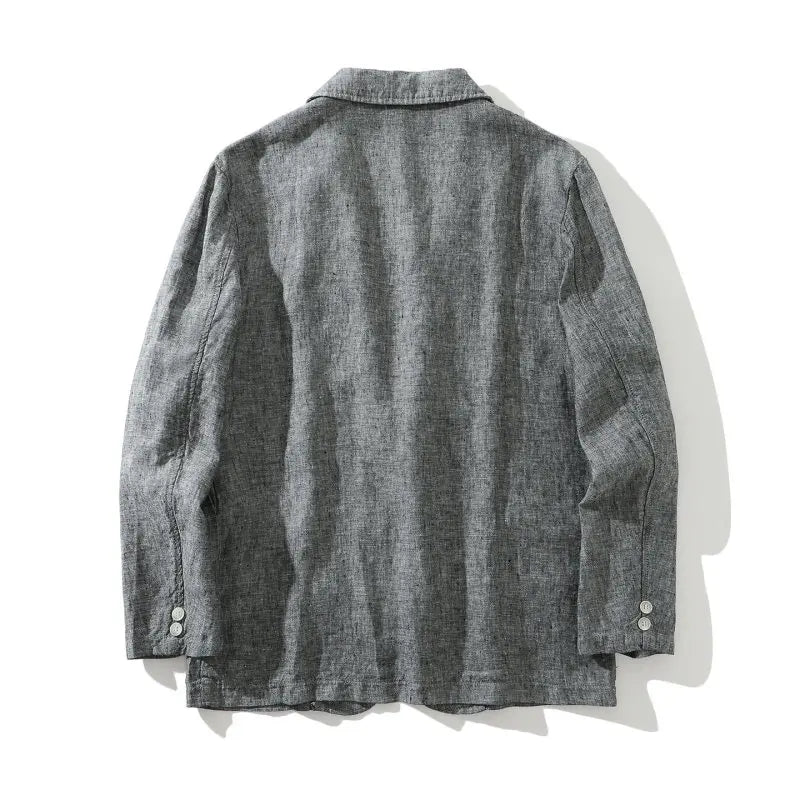Blazer de Linho Puro - Blazer Masculino Elegante para Eventos ao Ar Livre, Casual, de Alta Qualidade, Tendência para Negócios, Casamentos, Estilo Fino de Cor Pura para Cavalheiros