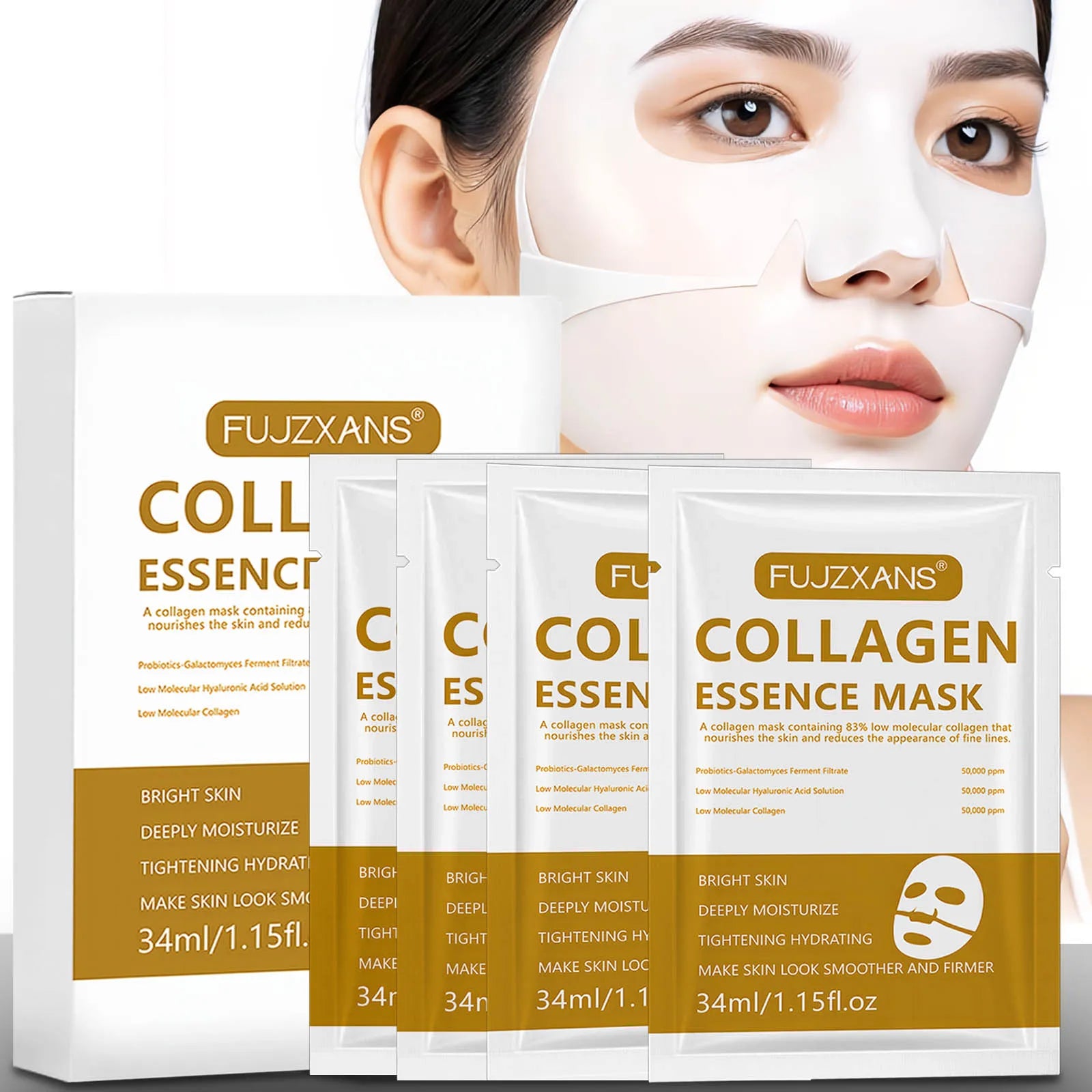 Máscara facial de colágeno para rugas noturnas, para cuidados com a pele anti-envelhecimento, aparência mais suave e mais firme, máscara hidratante para mulheres