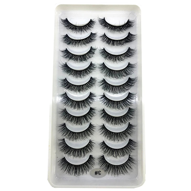 Vários estilos 10 pares naturais 3d vison cílios postiços kit de maquiagem cílios de vison extensão cílios curtos