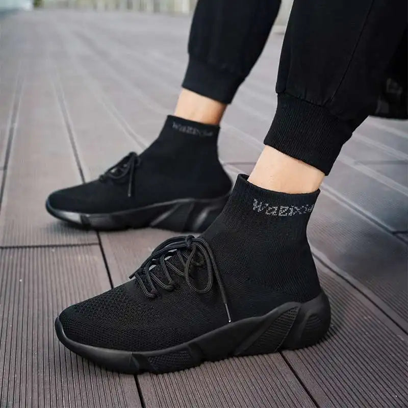 Mwy sapatos casuais masculinos tênis respirável rendas até meias de malha sapatos zapatillas hombre feminino esportes joggingshoes plus size 35-47