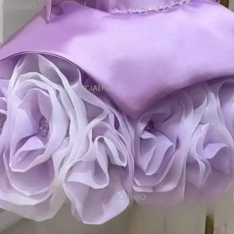 Vestido de Festa Infantil Elegante com Laço e Patchwork para Meninas - Traje Formal de Aniversário e Apresentação
