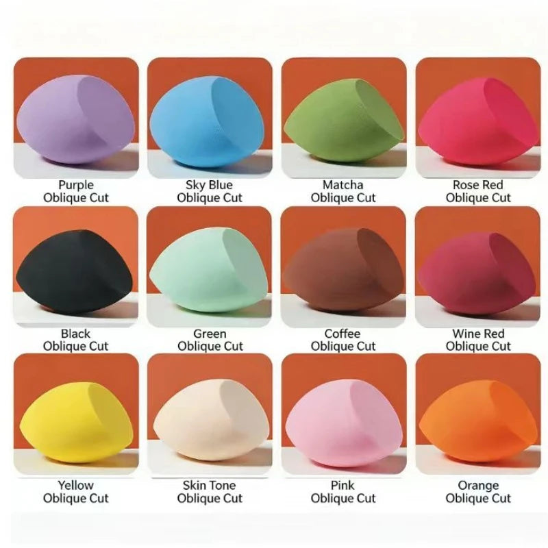Conjunto de 12 esponjas de maquiagem, adequadas para aplicação de BB cream líquido e em pó, esponja de maquiagem tipo ovo para uso seco e molhado.